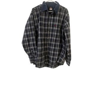 PBR Mens Multicolor Plaid Long Sleeve Button Down Bull Riding Shirt Size XL